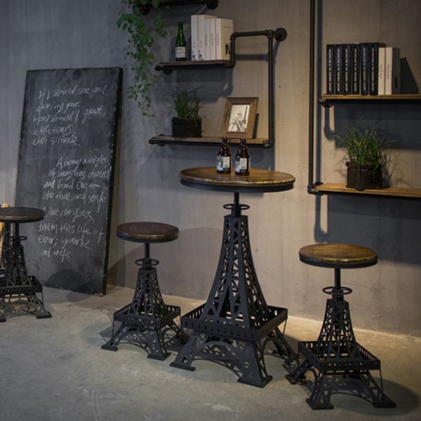 Industrielles Bartisch-Set aus Holz, 1/2/3-teilig, Metall-Thekenset für den Heimgebrauch