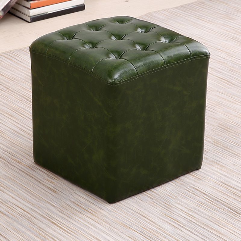Mid-Century Modern Plain Boucle Square Pouf PU Leather Tufted Ottoman Footrest Clearhalo 'furn' 'furn_ottomans_poufs' 'Furniture' 'Living Room Furniture' 'Ottomans & Poufs' 'ottomans_poufs' 1200x1200_38765400-b7ba-45cf-8a96-1c77a6f30f72