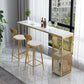 Table de table de bar en marbre rectangle luxueux Table de comptoir 1/3 pièces avec tabourets hauts