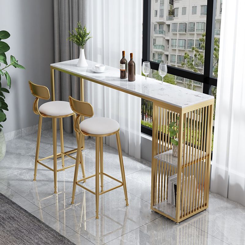 Table de table de bar en marbre rectangle luxueux Table de comptoir 1/3 pièces avec tabourets hauts