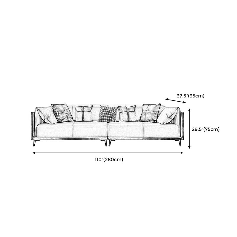 Contemporary Stain-Resistant Faux Leather Sofa/Sectional with Pillowed Back Cushions Clearhalo 'furn' 'furn_sectionals' 'Furniture' 'furniture_sectionals' 'Living Room Furniture' 'Sectionals' 1200x1200_387989d1-6d90-4cff-9197-5599ed61d123