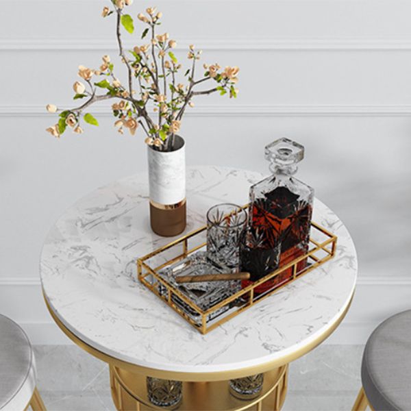 Glam Faux Marble Bistro Table Indoor Iron Single Pedestal Bar Dining Table Fixed Table Clearhalo 'Bar Furniture' 'Bar Tables' 'bar_tables' 'Furniture' 'furniture_bar_tables' 'Kitchen & Dining Furniture' 'kitchen&dining_furn' 'kitchen' 1200x1200_387a3212-bf5d-47e5-89ed-1b485e020614