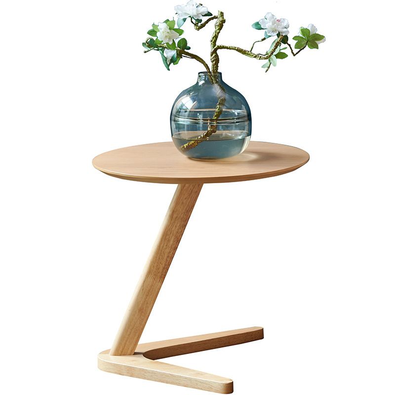 Scandinavian Solid Wood End Table Abstract Round Living Room Side Table