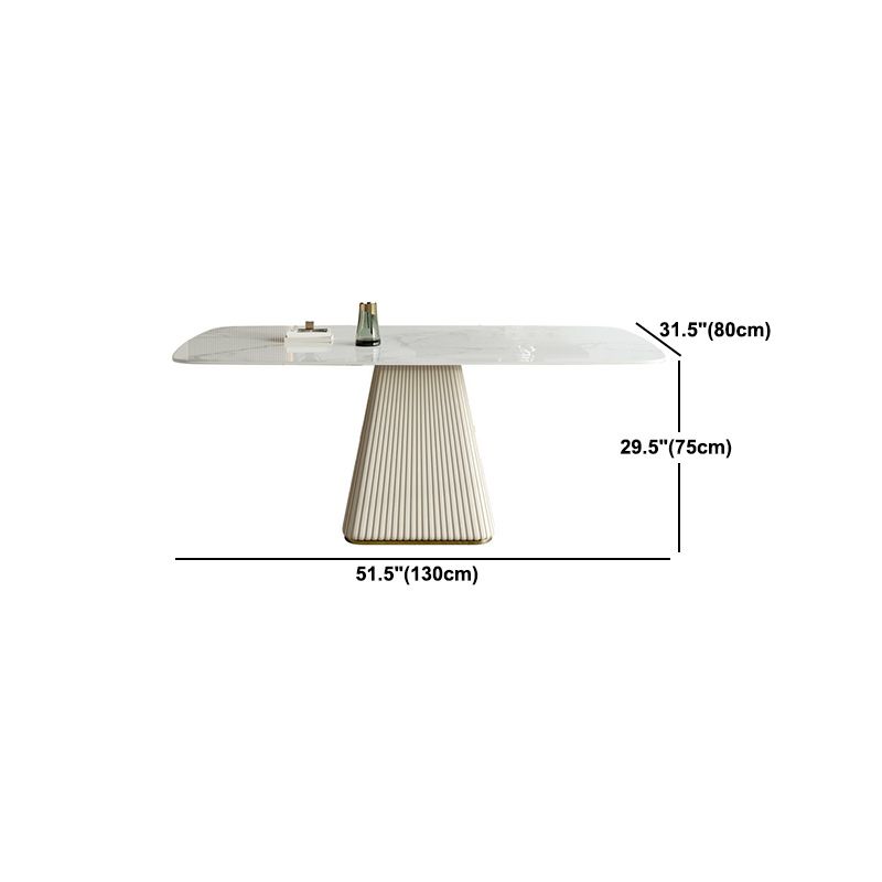 Mesa de comedor de comedor superior de piedra con base de pedestal en blanco
