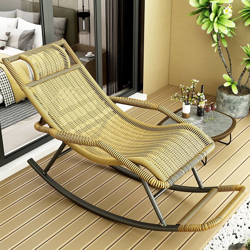 Modern Recliner Chair Color Block Rattan Rocker Chair with Dark Legs Clearhalo 'Chairs & Seating' 'furn' 'furn_rocking_chairs' 'Furniture' 'Living Room Furniture' 'Rocking Chairs' 'rocking_chairs' 1200x1200_387d3711-67fb-4b18-ab2e-dc9009ffed50