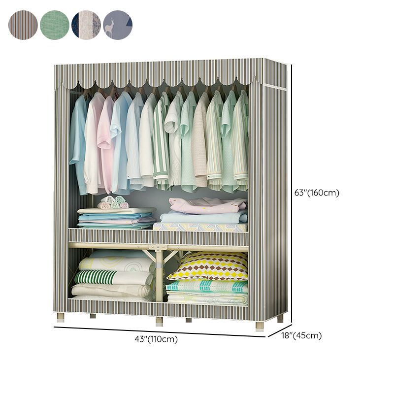 Contemporary Style Steel Wardrobe Cloth Rod Included Wardrobe Closet with Legs Clearhalo 'Armoires & Wardrobes' 'armoires_wardrobes' 'Bedroom Furniture' 'furn' 'furn_armoires_wardrobes' 'Furniture' 1200x1200_387e3d78-2721-45ff-a04b-674ce979ba07