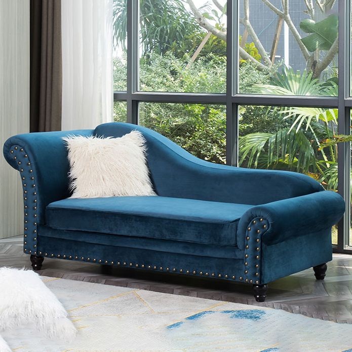Chaise longue moderna da salotto con braccioli arrotolati e imbottita