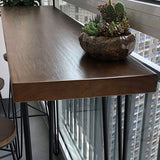 Tavolo da bar marrone in legno massiccio gambe nere e tavolo da bar di base in metallo