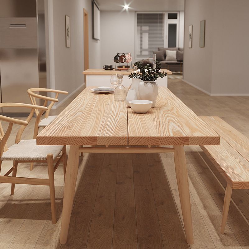 Contemporary Natural Wood Table Ash Rectangle Dining Table with 4 Legs Clearhalo 'Dining Tables & Seating' 'Dining Tables' 'dining_table' 'furn' 'furn_dining_table' 'Furniture' 'furniture_dining_table' 'Kitchen & Dining Furniture' 'kitchen' 'kitchen_dining_table' 1200x1200_3881e705-52ea-4eab-82bb-b8efd3974dc1