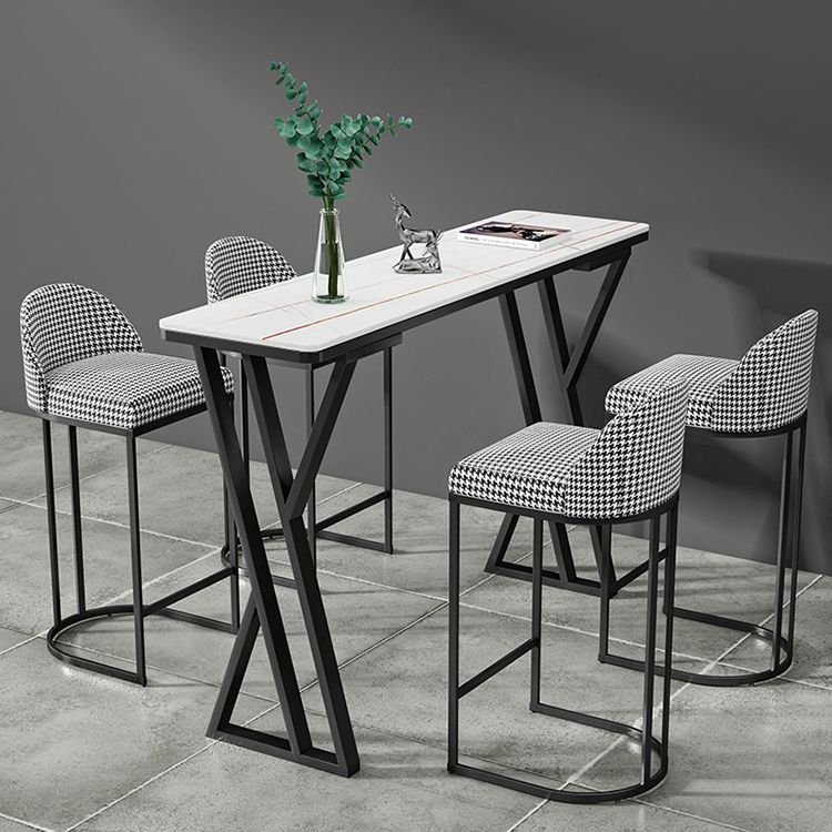 Tavolo da bar rettangolare in pietra sinterizzato tavolo da barra industriale con doppio piedistallo