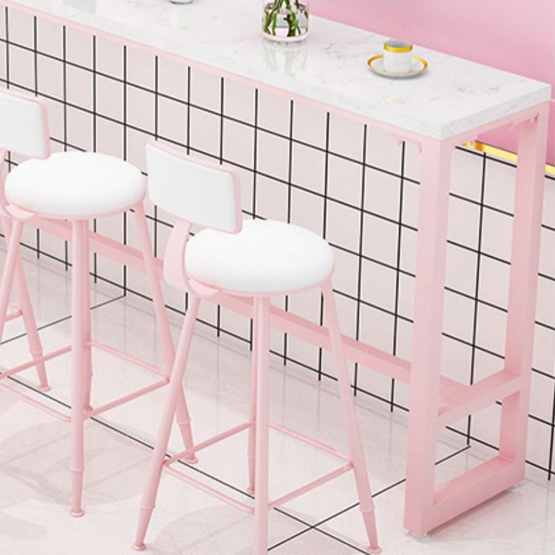 Glam Rectangle Bar Stool Table White Top Pub Table with Pink Base Clearhalo 'Bar Furniture' 'Bar Tables' 'bar_tables' 'furn' 'furn_bar_tables' 'Furniture' 'Kitchen & Dining Furniture' 1200x1200_3883343b-6d01-4cad-be1d-4c37d22a7fbb