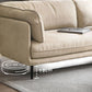 Modern Beige Faux Leather Sofa 38.58" D Tuxedo Arm Cushions Seating