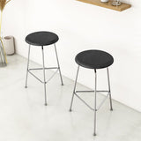 Modern Armless Backless Counter Stool Oak Wood Bar Stool with  Pedal for Cafe