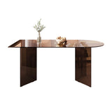 Contemporary Dining Table Tempered Glass Dining Table with Double Pedestal for Dining Clearhalo ' dining_table' 'Dining Tables & Seating' 'Dining Tables' 'Furniture' 'furniture_dining_table' 'Kitchen & Dining Furniture' 'kitchen&dining_furn' 'kitchen' 'kitchen_dining_table' 1200x1200_3885ada4-769a-4d59-9b25-3143ae1972d1