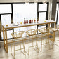 Glam Bar Height Table White Faux Marble Top Bistro Bar Table with Trestle Base Clearhalo 'Bar Furniture' 'Bar Tables' 'bar_tables' 'furn' 'furn_bar_tables' 'Furniture' 'Kitchen & Dining Furniture' 1200x1200_38870182-b126-4b02-ae77-434386d9098a