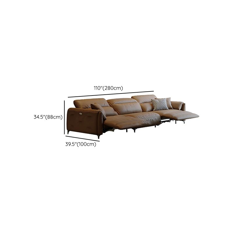 本革の枕のトップアームパワー - リビングルームにモダンなソファを押してください