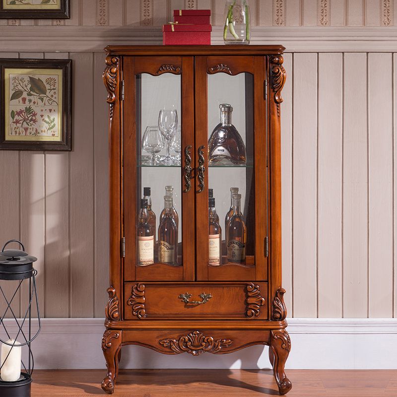 Traditional Rubberwood Display Stand Glass Doors Display Cabinet for Living Room Clearhalo 'Display & China Cabinets' 'display_china_cabinets' 'furn' 'furn_display_china_cabinets' 'Furniture' 'Kitchen & Dining Furniture' 1200x1200_38883f16-4521-421f-9b1e-4ccd3a66f9a6