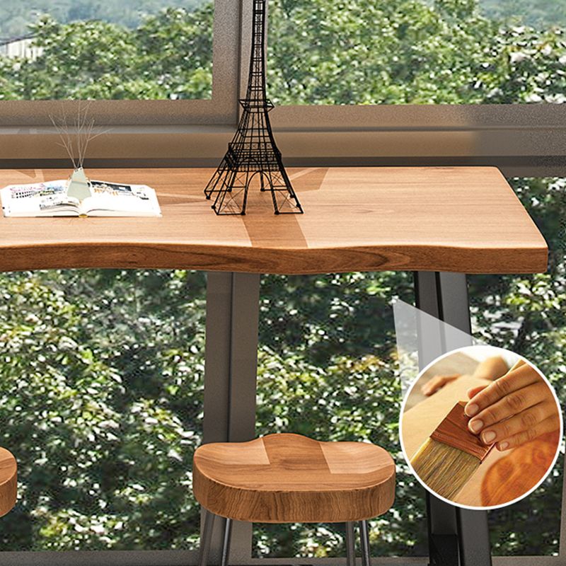 Brown Modern Style Table Solid Wood and Iron Balcony Bar Table Clearhalo 'Bar Furniture' 'Bar Tables' 'bar_tables' 'furn' 'furn_bar_tables' 'Furniture' 'furniture_bar_tables' 'Kitchen & Dining Furniture' 1200x1200_38889f36-ab1b-4bd4-aaaa-b1ab60668ed5