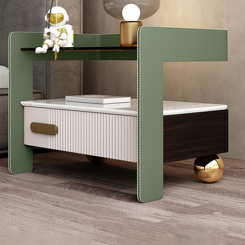 Table de nuit moderne 18 pouces H Top de nuit en bois massif en bois massif en cuir