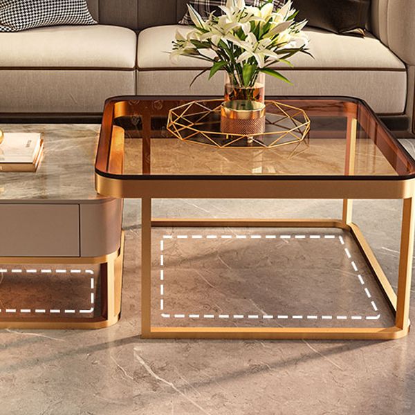Frame Coffee Table Slate/Glass Top Coffee or End Table with Drawer Clearhalo 'Coffee & Accent Tables' 'Coffee Tables' 'coffee_tables' 'furn' 'furn_coffee_tables' 'Furniture' 'Living Room Furniture' 1200x1200_3888f560-cd85-4937-acb3-4127d4cded8e