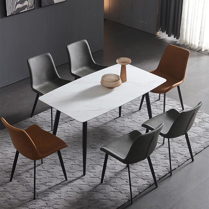 Rechthoek moderne stenen tafel standaard hoogte eettafel met 4 poten