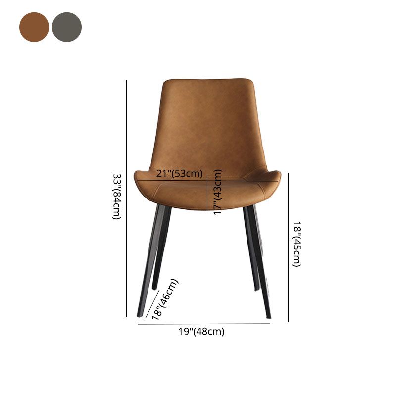 Industrial Style Leather Dining Side Chairs Solid Back Chair for Kitchen(Set of 2) Clearhalo ' kitchen&dining_furn' 'Dining Chairs' 'Dining Tables & Seating' 'dining_chair' 'furn' 'furn_dining_chair' 'Furniture' 'furniture_dining_chair' 'Kitchen & Dining Furniture' 'kitchen' 1200x1200_388a6da7-44fb-46c3-b90b-5258b673094a