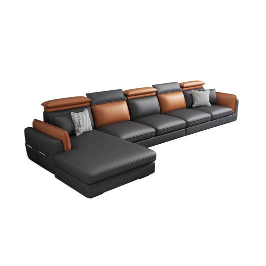 Divano e chaise di shaise e chaise in pelle scandinavo grigio scuro.