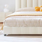 Contemporary White Wood Standard Bed, Upholstered Rectangular Headboard Bed