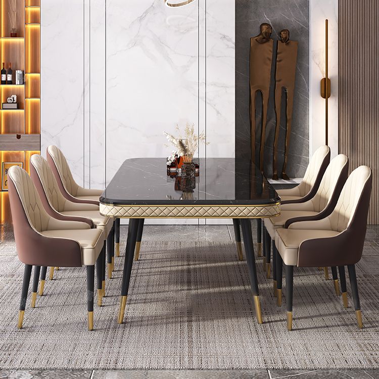 Dining Room Sets Contemporary with Sintered Stone Table and Cushion Chairs Clearhalo 'Dining Room Sets' 'Dining Tables & Seating' 'dining_room_set' 'furn' 'furn_dining_room_set' 'Furniture' 'furniture_dining_room_set' 'Kitchen & Dining Furniture' 'kitchen&dining_furn' 'kitchen' 1200x1200_388c38fb-6f5b-4304-83e8-c5a1064d88d1
