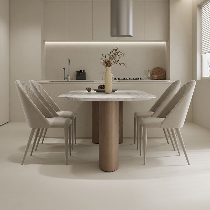 Ensemble de restauration moderne 1/5 pcs table à manger en marbre avec chaises rembourrées