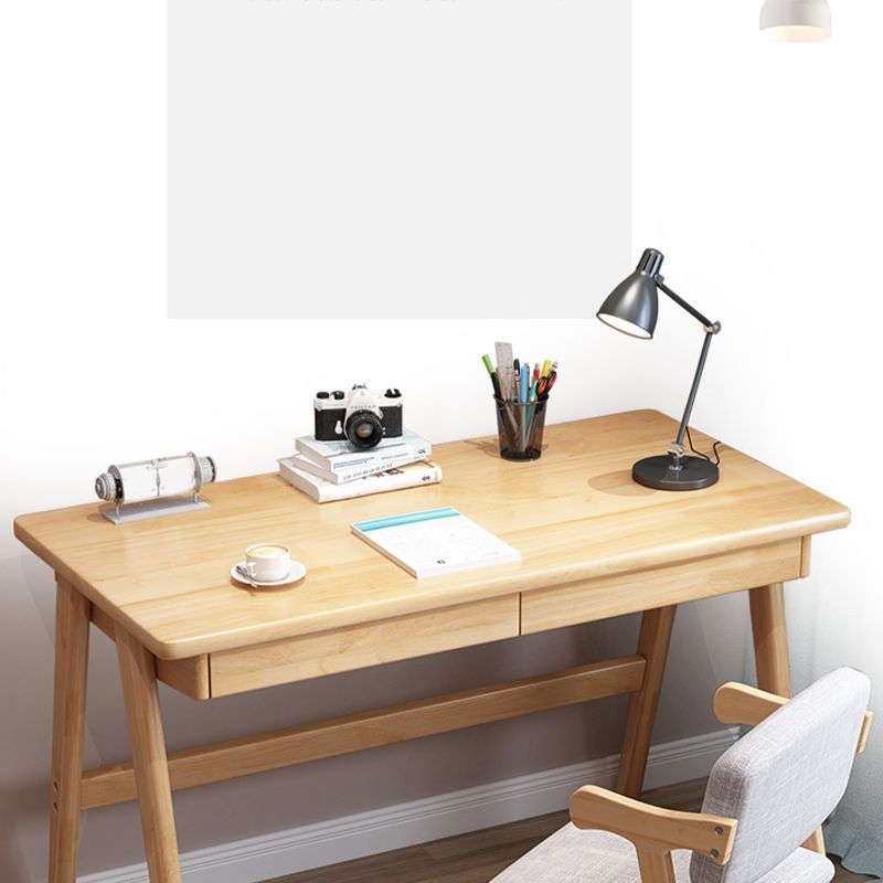 2 Drawers Task Desk Rectangular Shaped Office Desk in Natural/White/Brown Clearhalo 'furn' 'furn_office_desk' 'Furniture' 'Office Desks' 'Office Furniture' 'office_desk' 1200x1200_388eb569-0318-41cb-9ee9-f778eab499cb