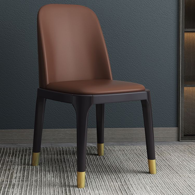 Industrial Style Dining Chair Faux Leather Side Chair with Wooden Legs for Home Clearhalo 'Dining Chairs' 'Dining Tables & Seating' 'dining_chair' 'furn' 'furn_dining_chair' 'Furniture' 'Kitchen & Dining Furniture' 1200x1200_388fb1a8-a6a1-41b8-81ff-7ef254aef6c9