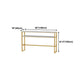Glam Rectangle Faux Marble Bistro Table Indoor Iron Bar Dining Table with Trestle Pedestal Clearhalo 'Bar Furniture' 'Bar Tables' 'bar_tables' 'furn' 'furn_bar_tables' 'Furniture' 'furniture_bar_tables' 'Kitchen & Dining Furniture' 1200x1200_38907a07-babb-4981-aa9e-400ca277e3ce