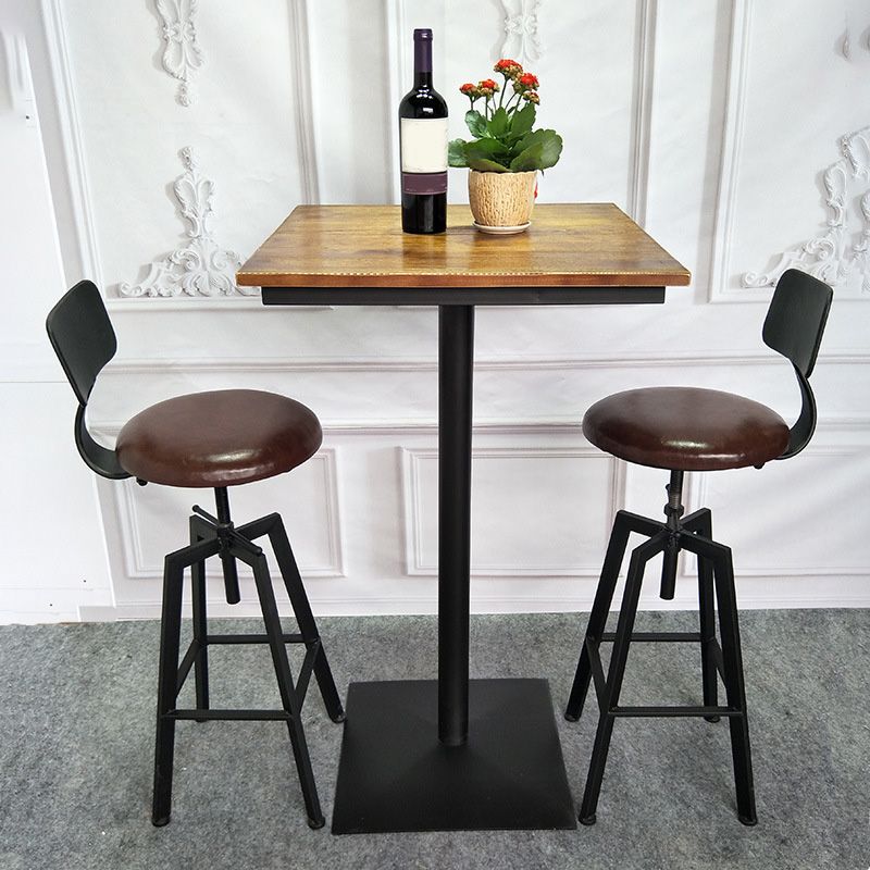 Industrial Metal Barstool Faux Leather Upholstered Counter Stool in Matte Finish
