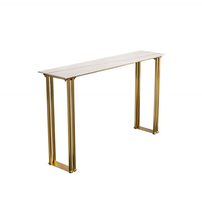 Glam Marble Counter Table with Rectangle Table Top Sled Table - 41.3" H Clearhalo 'Bar Furniture' 'Bar Tables' 'bar_tables' 'furn' 'furn_bar_tables' 'Furniture' 'furniture_bar_tables' 'Kitchen & Dining Furniture' 1200x1200_3890af19-4d03-467b-853c-783efdf31ff0