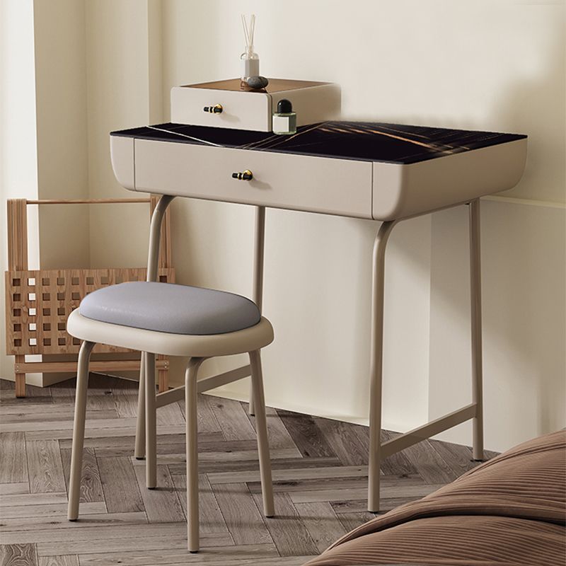 Glamholz/ Marmor mit Schubladen -Waschtisch und Stuhlset für Schlafzimmer