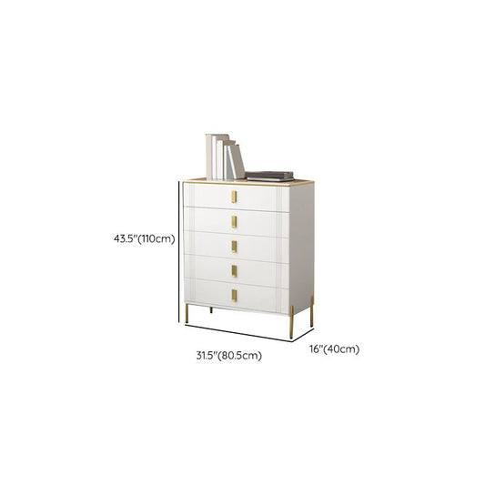 Glam Stone Storage Chest White 16" Wide Bedroom Chest with Drawers