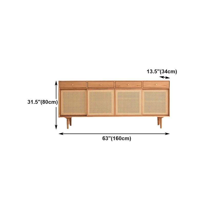 Rattan Doors Cupboard Glam Style Wood Kitchen Sideboard for Dining Room Clearhalo 'buffet_sideboard' 'Buffets & Sideboards' 'furn' 'furn_buffet_sideboard' 'Furniture' 'Kitchen & Dining Furniture' 1200x1200_3893a035-7338-4404-b983-0f8e7f4e0f24