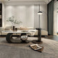 14"H Glam Coffee Table Slate Oval Pedestal Coffee Cocktail Table