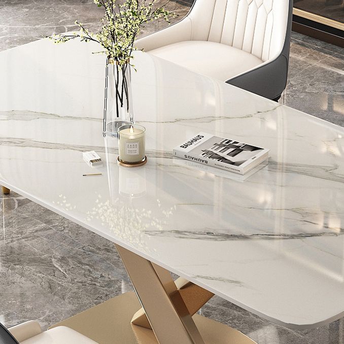 Glam Sintered Stone Top Dining Table White Rectangle Shape Dining Table with Pedestal Base Clearhalo ' dining_table' 'Dining Tables & Seating' 'Dining Tables' 'furn' 'furn_dining_table' 'Furniture' 'furniture_dining_table' 'Kitchen & Dining Furniture' 'kitchen&dining_furn' 'kitchen' 'kitchen_dining_table' 1200x1200_389904c8-c02b-41b5-93c8-d43a8072424d
