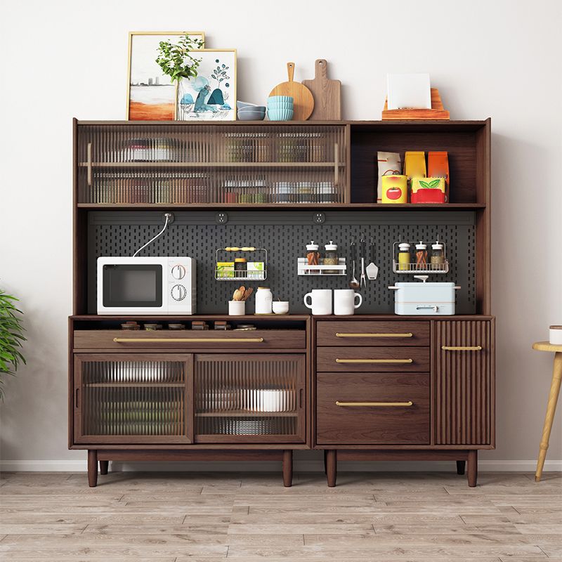 Glam Solid Wood Sideboard Glass Doors Dining Server for Kitchen Clearhalo 'buffet_sideboard' 'Buffets & Sideboards' 'furn' 'furn_buffet_sideboard' 'Furniture' 'Kitchen & Dining Furniture' 1200x1200_389956e4-56b9-45a9-b069-181d8df936ea