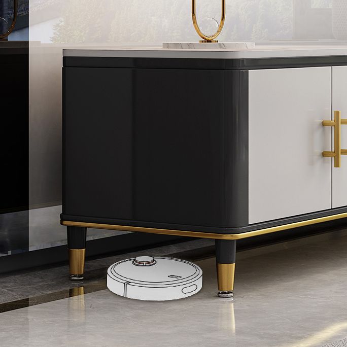 Console TV bianca in stile glam da 17,72 "H in stile TV con 1 cassetto per soggiorno