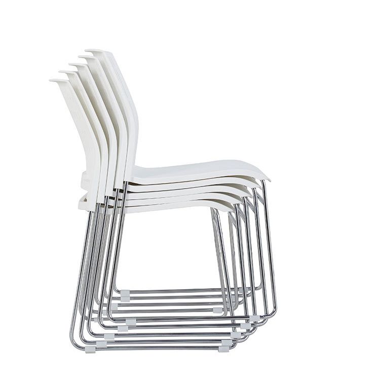 Chaise de bureau en plastique sans bras moderne, chaise de conférence sans roues