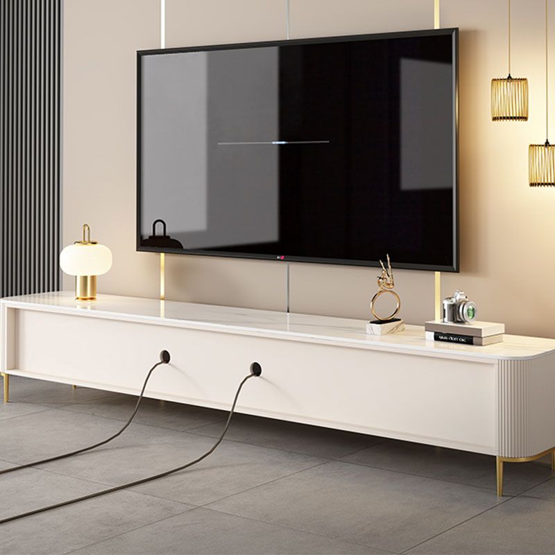 White Stone TV Stand Glam TV Media Stand with Legs for Living Room Clearhalo 'furn' 'furn_tv_stands_entertainment_centers' 'Furniture' 'Living Room Furniture' 'TV Stands & Entertainment Centers' 'TV Stands & Media Storage Furniture' 'tv_stands_entertainment_centers' 1200x1200_389c3390-714e-47b3-a2b8-f2aba03cdb14