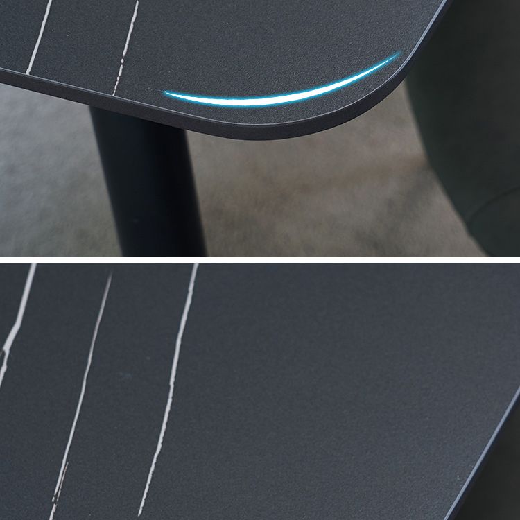 Modern Style Dining Table Rectangle Sintered Stone 4 Legs Table with Black Frame Clearhalo ' dining_table' 'Dining Tables & Seating' 'Dining Tables' 'furn' 'furn_dining_table' 'Furniture' 'furniture_dining_table' 'Kitchen & Dining Furniture' 'kitchen&dining_furn' 'kitchen' 'kitchen_dining_table' 1200x1200_38a0dea8-e057-4f8c-b6c1-b198517eb091