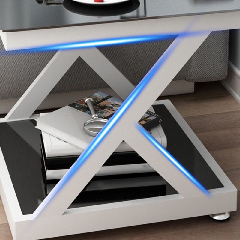 Tempered Glass Side Table Square Black and White Accent Side Table Clearhalo 'Coffee & Accent Tables' 'End & Side Tables' 'end_side_table' 'Furniture' 'furniture_end_side_table' 'Living Room Furniture' 1200x1200_38a41430-c4c3-46d8-8c58-eac6ad5c05f5