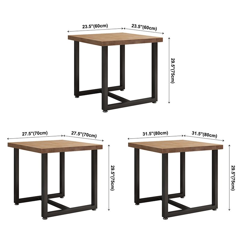 Industrial Solid Wood Dinner Room Kitchen Table Brown Square Table with Black Frame for Dinning Room Clearhalo ' dining_table' 'Dining Tables & Seating' 'Dining Tables' 'furn' 'furn_dining_table' 'Furniture' 'furniture_dining_table' 'Kitchen & Dining Furniture' 'kitchen&dining_furn' 'kitchen' 'kitchen_dining_table' 1200x1200_38a4e078-c23e-4e03-b910-30a464b587fe