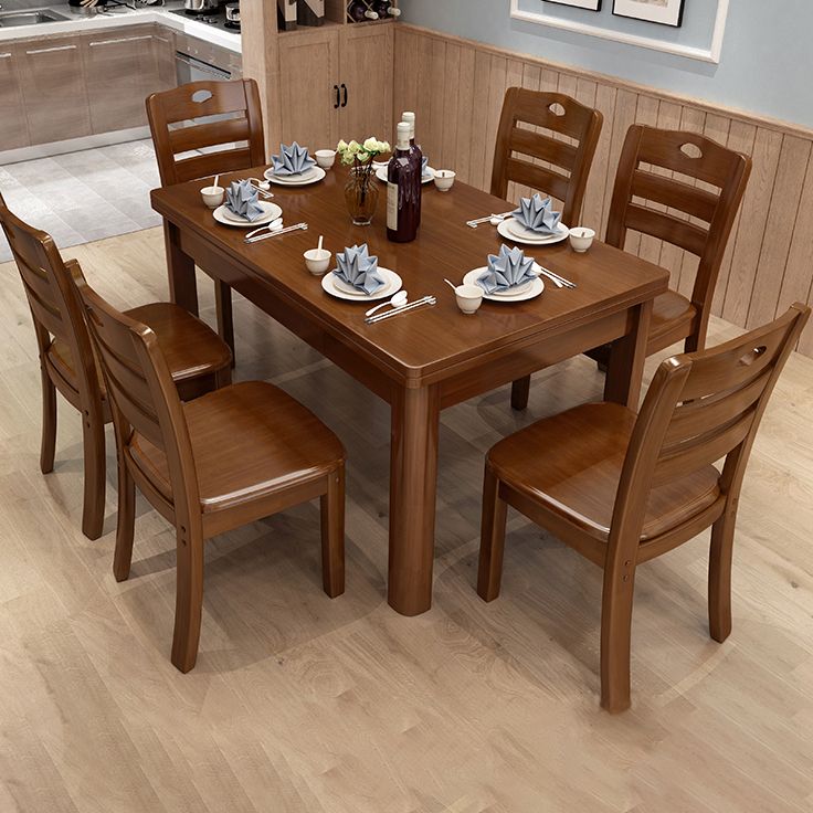 Minimalist Solid Wood Dining Sets with Rubberwood Wood Dining Table and Chairs Clearhalo 'Dining Room Sets' 'Dining Tables & Seating' 'dining_room_set' 'furn' 'furn_dining_room_set' 'Furniture' 'furniture_dining_room_set' 'Kitchen & Dining Furniture' 'kitchen&dining_furn' 'kitchen' 1200x1200_38a509c8-06fb-4840-9f32-201c9580491e