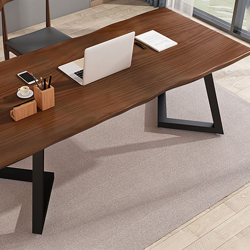工業スタイルのライティングデスクソリッドウッドスレッドオフィスデスクホーム用
