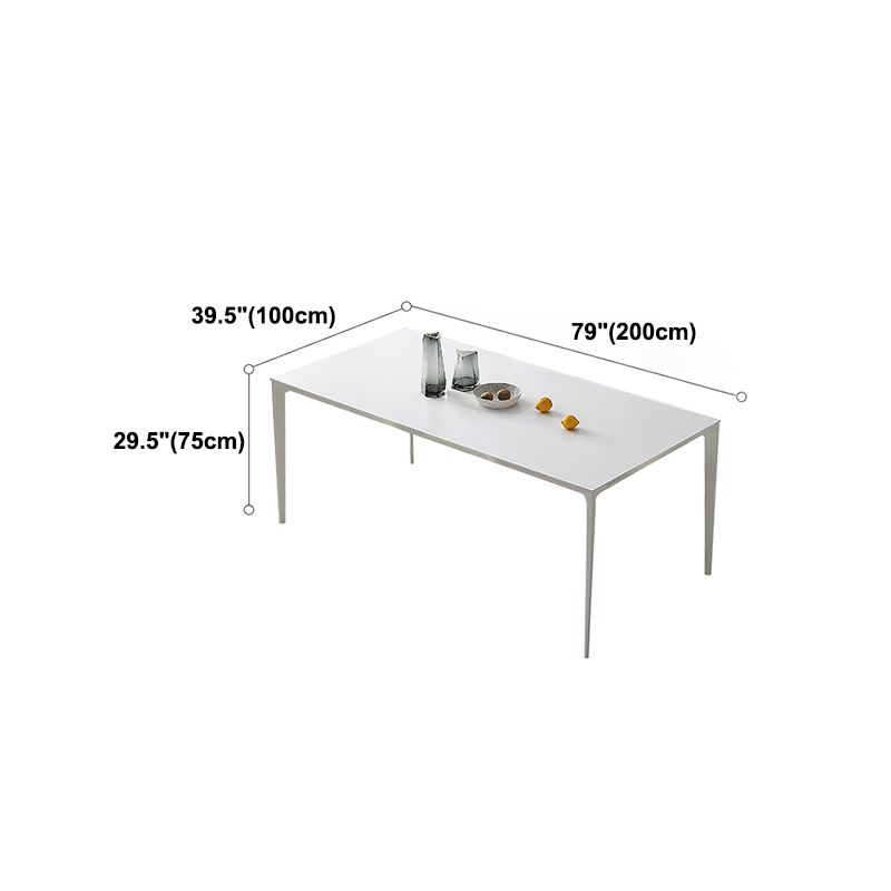 Modern Rectangle Dining Table Stone Top Table with Metal Base in White Clearhalo 'Dining Tables & Seating' 'Dining Tables' 'dining_table' 'Furniture' 'furniture_dining_table' 'Kitchen & Dining Furniture' 1200x1200_38a6f117-6bde-4b63-9f98-4d5aaf3cbdaf